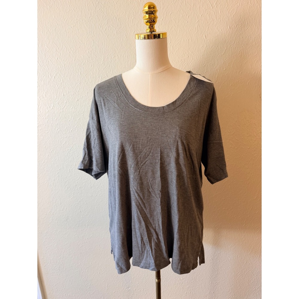 Lou & Grey Women T-Shirt S Gray Supima Cotton Pocket Casual Normcore